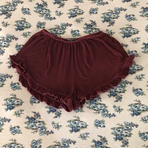 Brandy Melville Maroon Ruffle Shorts